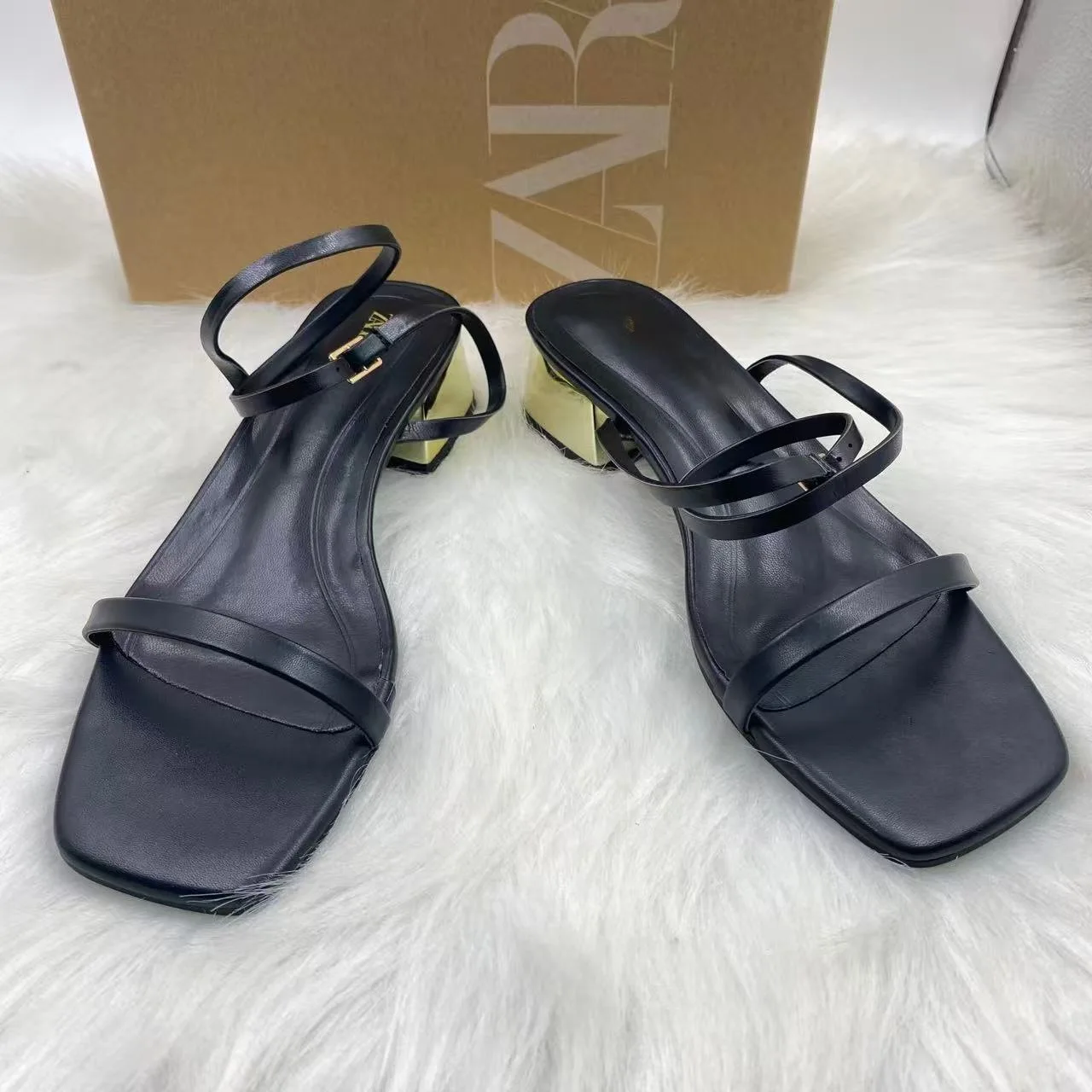 

Bloomsteps Summer Internet Celebrity High Heels French Style Thin Heel Square Toe Sandals Trendy