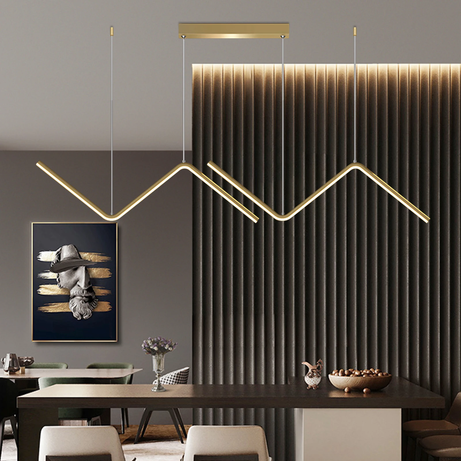 

Modern LED Pendant Light Stepless Dimmable Hanging Lamp For Dining Hall Kitchen Island Chandelier Nordic Home Decor Golden