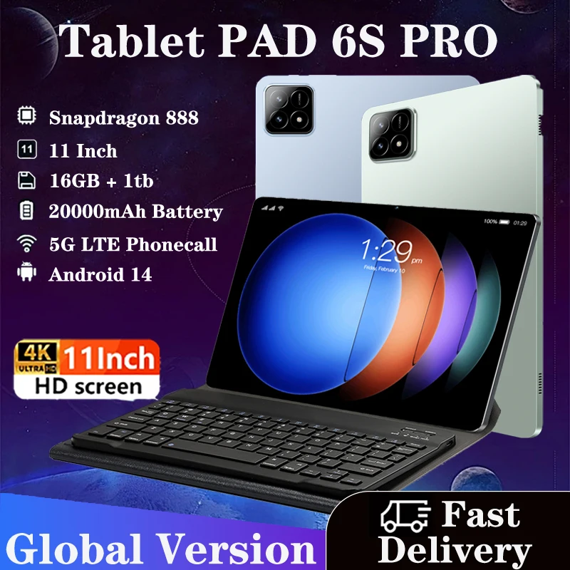 2025 Nowa globalna wersja tabletów Xioami Pad 6S Pro Android 14 16G+1T 20000mAh HD 4K 11 cali 5G Dual SIM Telefon Połączenia WiFi GPS Tablet