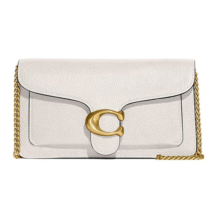 COACH Chain Leather Shoulder Bag, Crossbody Bag, Clutch Small Women's Chalk White CE772-B4HA