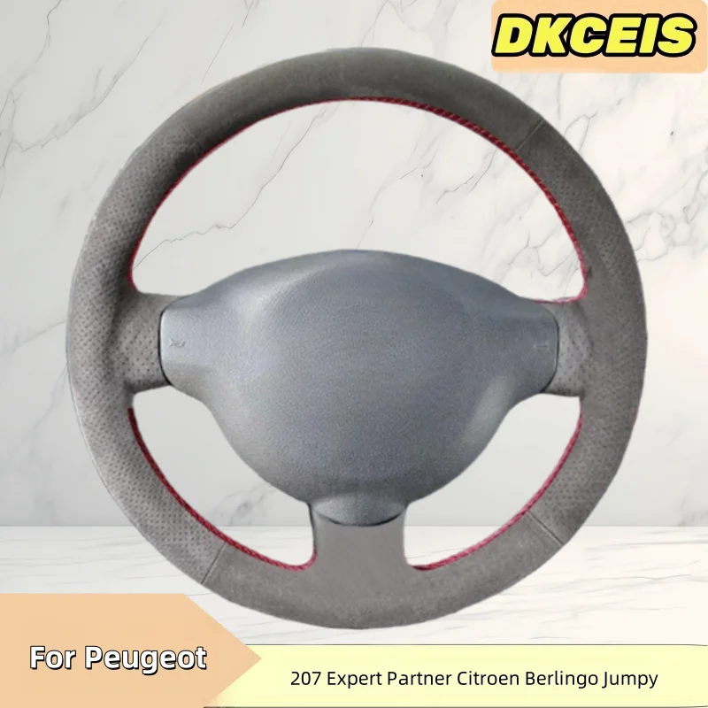 Car Steering Wheel Cover Suede Leather For Peugeot 207 Expert Partner Citroen Berlingo Jumpy Steering Cross Wheel Braiding Cover