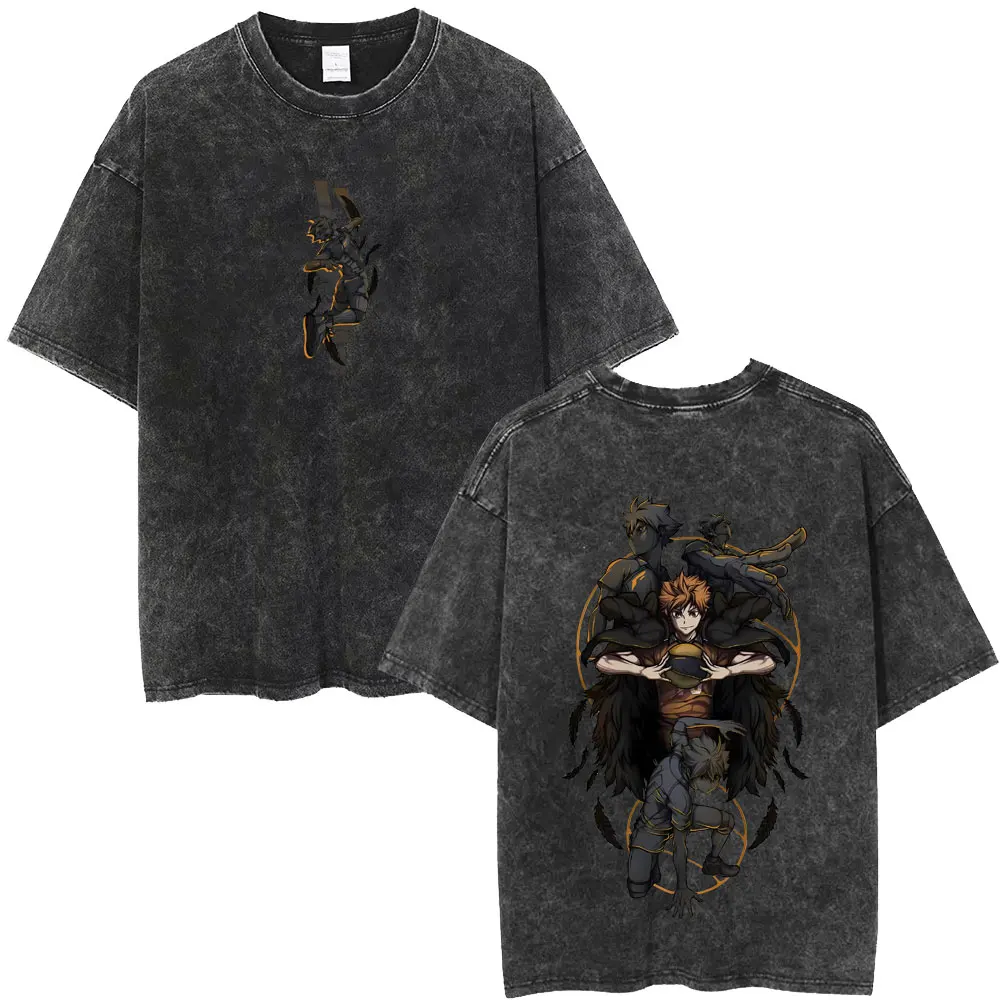 Washed Vintage Anime Haikyuu Hinata Shoyo Merch T-shirt Men Women Cartoon Manga Oversized T Shirt Men's Summer Casual T-shirts