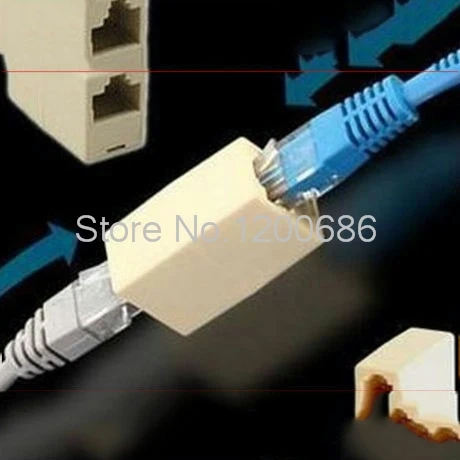 RJ45 network cable through the first extension of the network adapter head dual-head to the connector cable connector