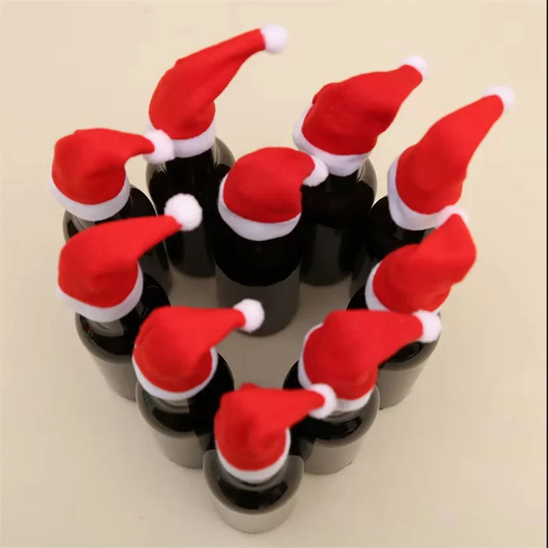 زينة عيد الميلاد 12 سنتيمتر قبعة عيد الميلاد الصغيرة أدوات المائدة سكين شوكة غطاء زجاجة النبيذ الشمبانيا غطاء مهرجان ديكور مجموعة أدوات المائدة #3