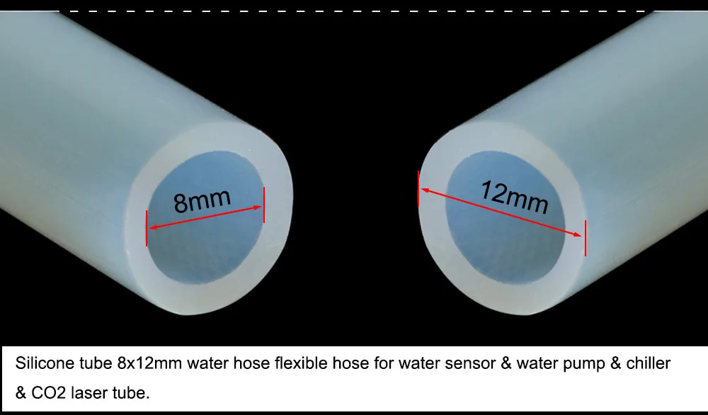 HUNST Silikonschlauch 5x8mm 8x12mm Wasserleitung Flexibler Schlauch für Wassersensor & Wasserpumpe & Wasserkühler & CO2-Laserröhre. – Detail 5
