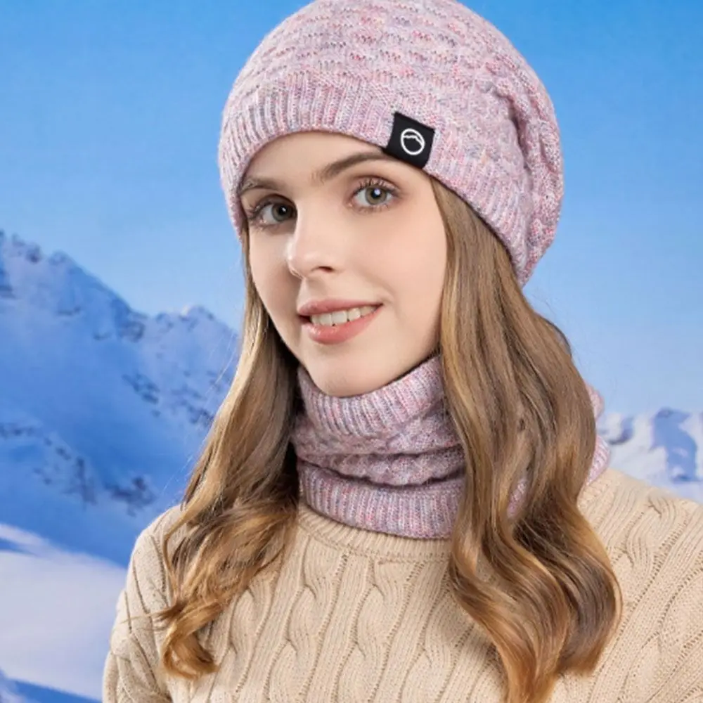 

Neck Warmer Winter Beanie Hats Scarf Set Thicken Windproof Women Warm Knitted Hat Ear Protection Cold Proof