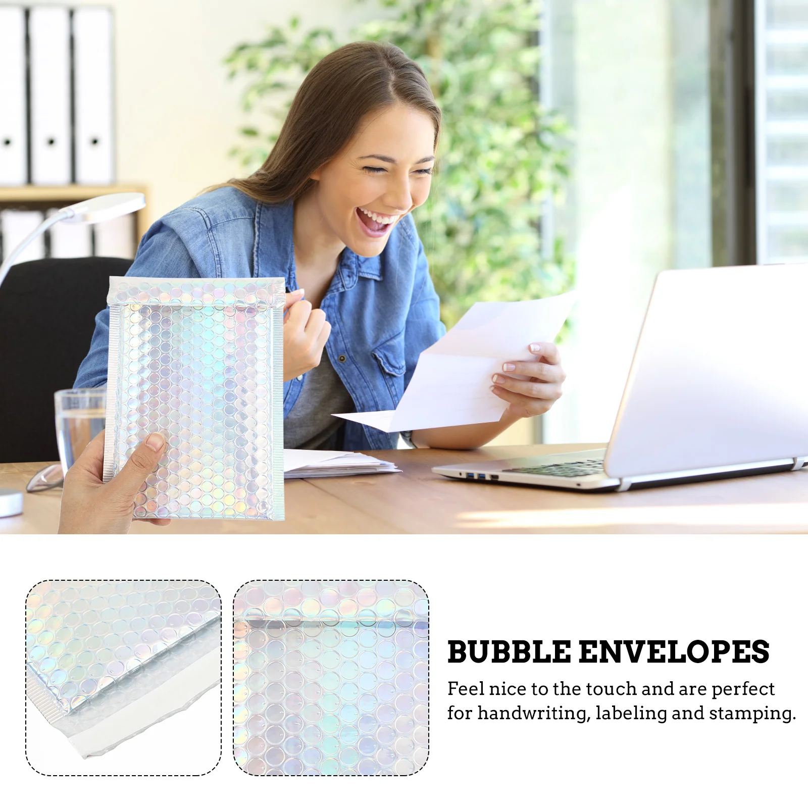 20 قطعة حقيبة مغلف فقاعة ملونة مقاوم للماء مغلف بريد مبطن لاصق قوي لشحن الكتب وثائق اكسبرس #4