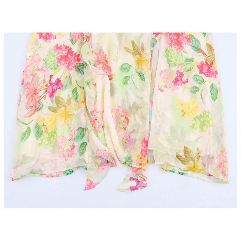 2025 novo verão feminino com decote em v sem mangas estampa floral design aberto maxi vestido praia vestidos de férias