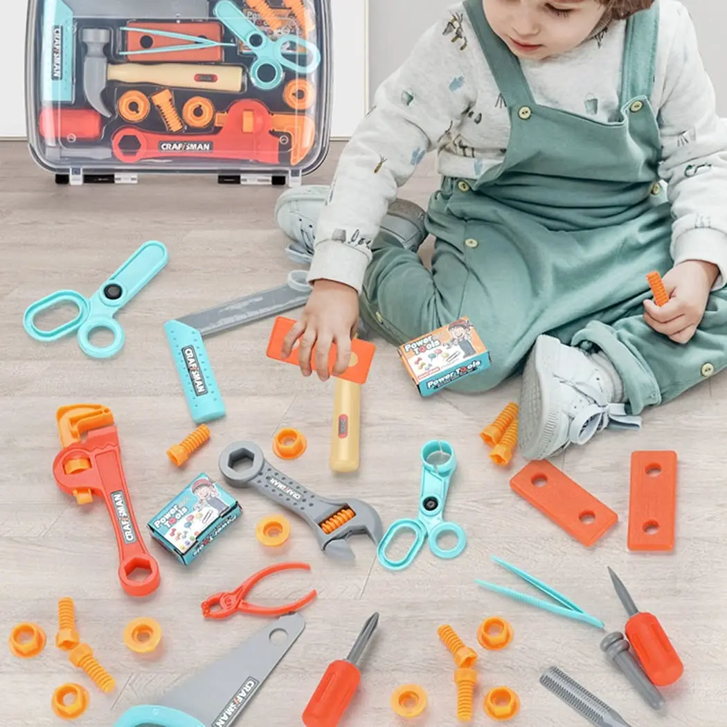 Kinder Spielzeug Elektrowerkzeuge Set Bauarbeitswerkzeuge Set Pädagogisches Rollenspiel Set mit Aufbewahrungsbox