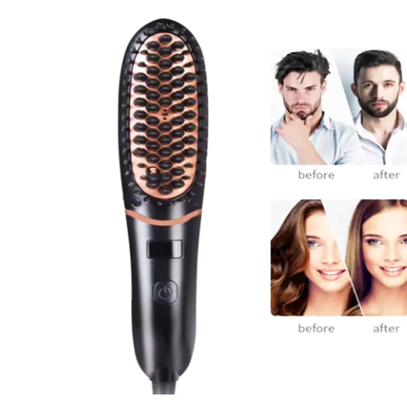

Hair Straightener Brush Comb Straight LED display Hair Comb Heating Anti-Static Styling Tool and Men Beard Straightener Beard