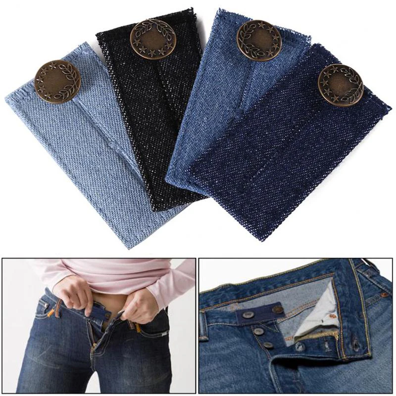 4Pcs Metal Button Extender For Pants Denim Jeans Adjustable Retractable Waist Fastener Button Jeans Waist Clothes Extension Snap