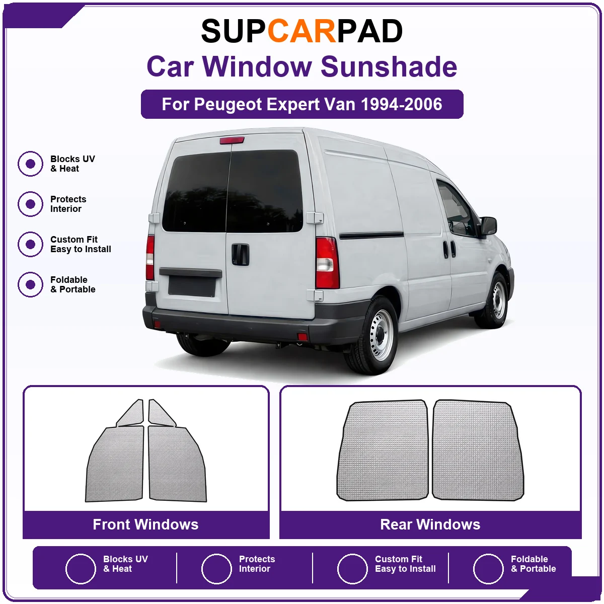 For Peugeot Expert Van 1994-2006 Pre‑Cut Auto Window Sunshade Anti‑UV Car Sun Visor Protector