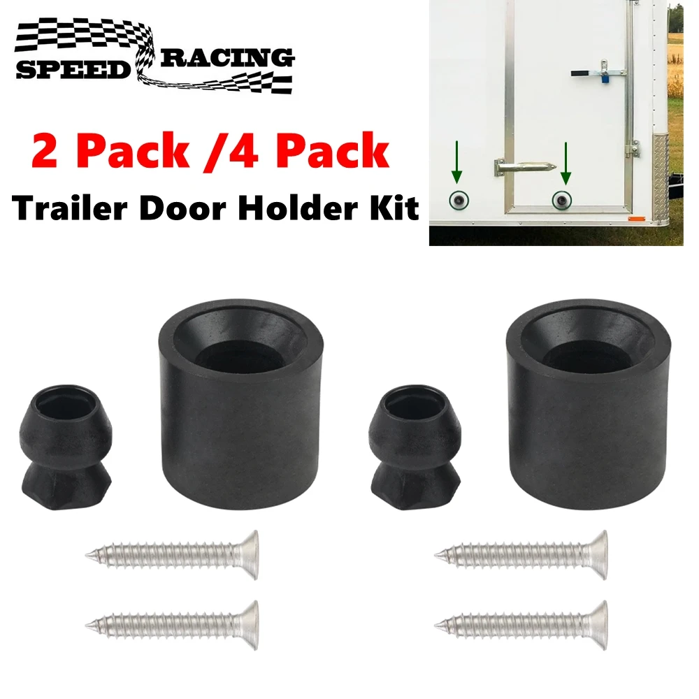 2 Pack/ 4 Pack Trailer Door Holder Kit, Low Profile Rubber Trailer Door Holder Bumper Fits for Most RV Trailer