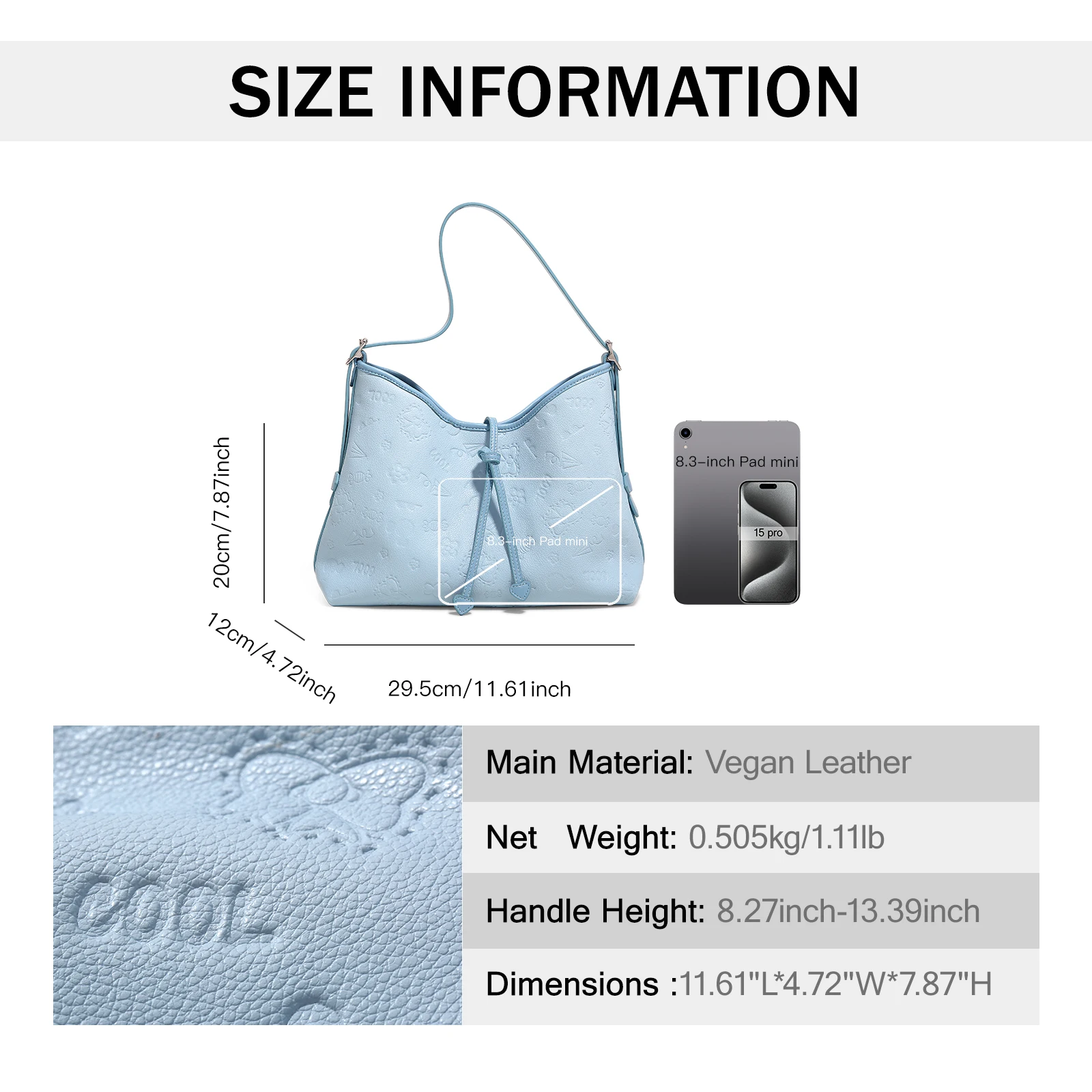 AILUXI Blue Large Capacity Casual Shoulder Bag Letter Printed Fashion Ladies Handbag Tote Bag for Daily Commuting