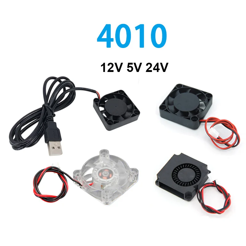 1/2/5PCS 40mm 12V 5V 24V 3D Printer Fan 40x10MM hydraulic oil Turbo Blower High Speed Cooler 4010 Printer Accessories Radiator