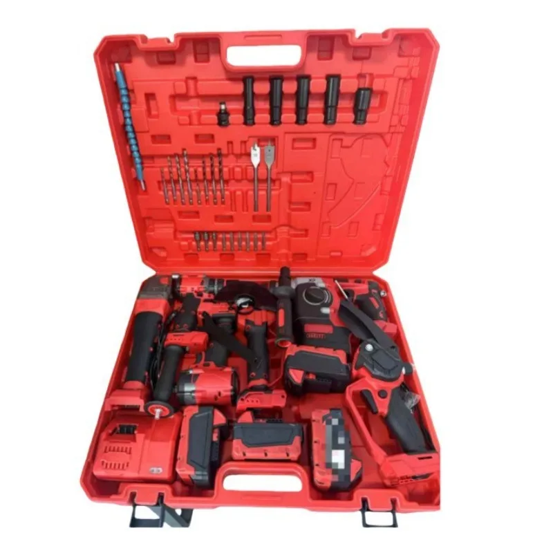 Lithium battery tool set Electric hammer wrench Electric drill Angle grinder 4-piece set 6-piece set
