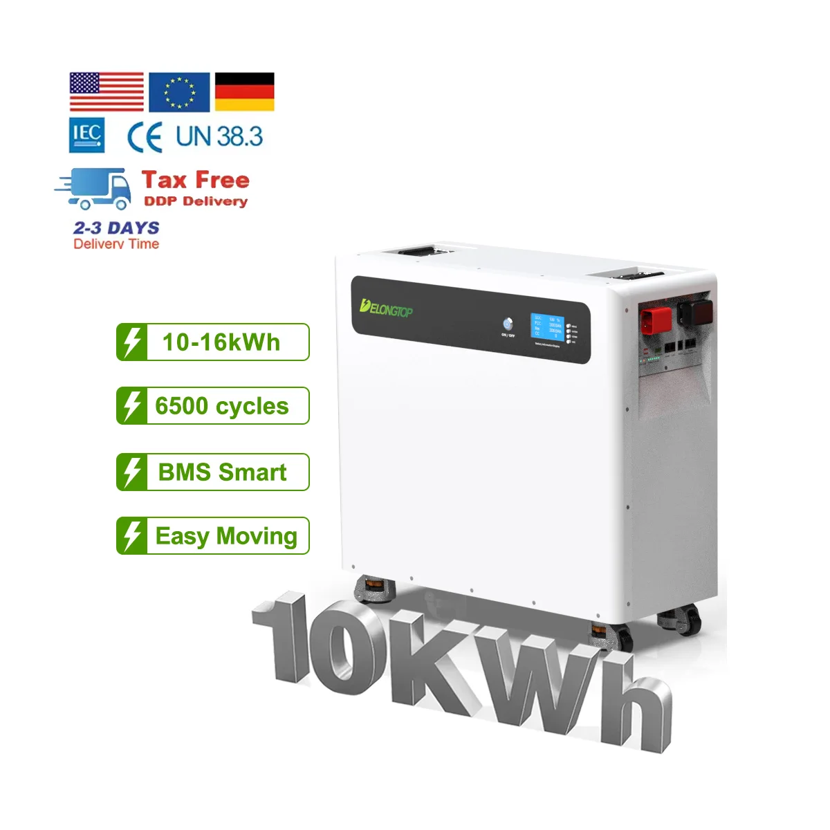 Delong Energy 48V Solar System Home Energy Storage 51.2V 200Ah 10kWh LiFePO4 Lithium Battery