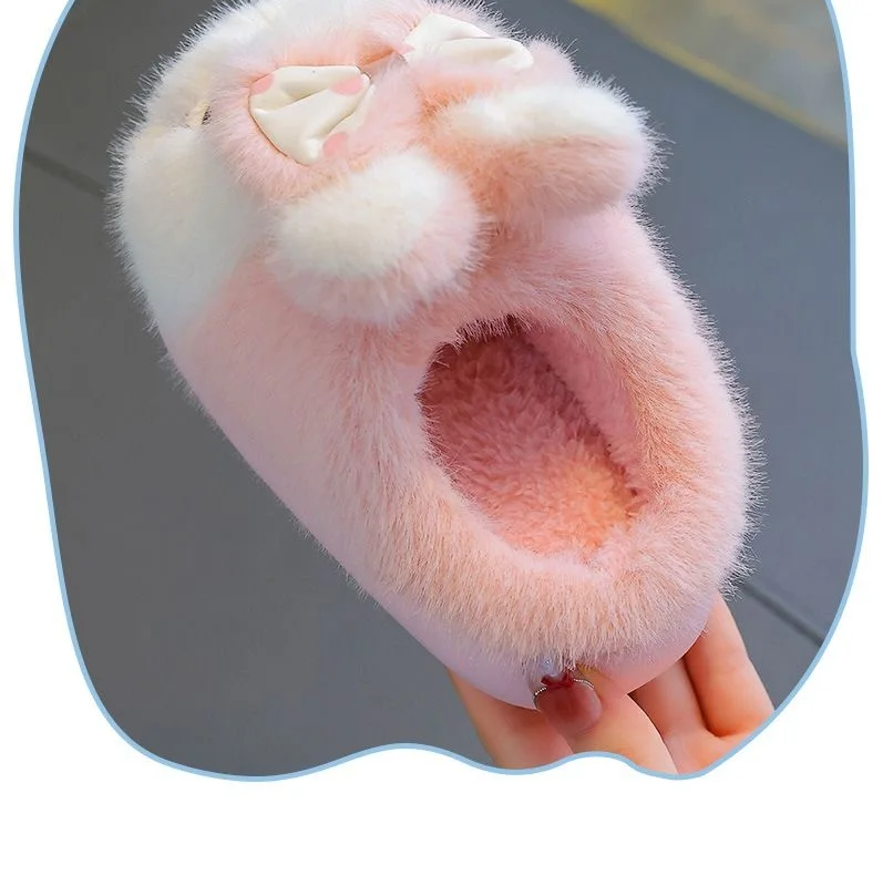 Picture 5: Adorable Smiling Rabbit Plush Slippers For Kids Winter Cozy Indoor Slide Shoes Toddler Anti Odor Boys Girls Home Mules Slippers
