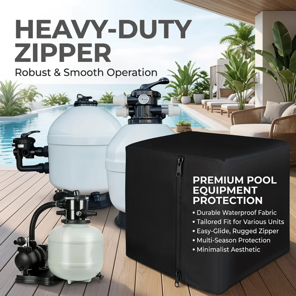 Year-Round Sand Filter Pump Pool Cover, Heavy-Duty Pull-Closure, All-Weather Protection for Above-Ground Pools & Spa Systems