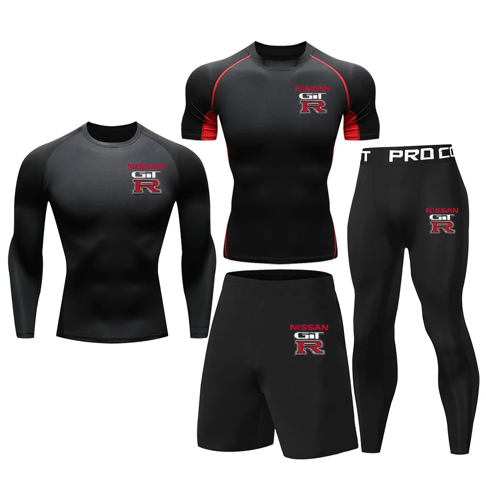 Men's Nissan Autumn Sports and Fitness Set, including long sleeves, short sleeves, shorts