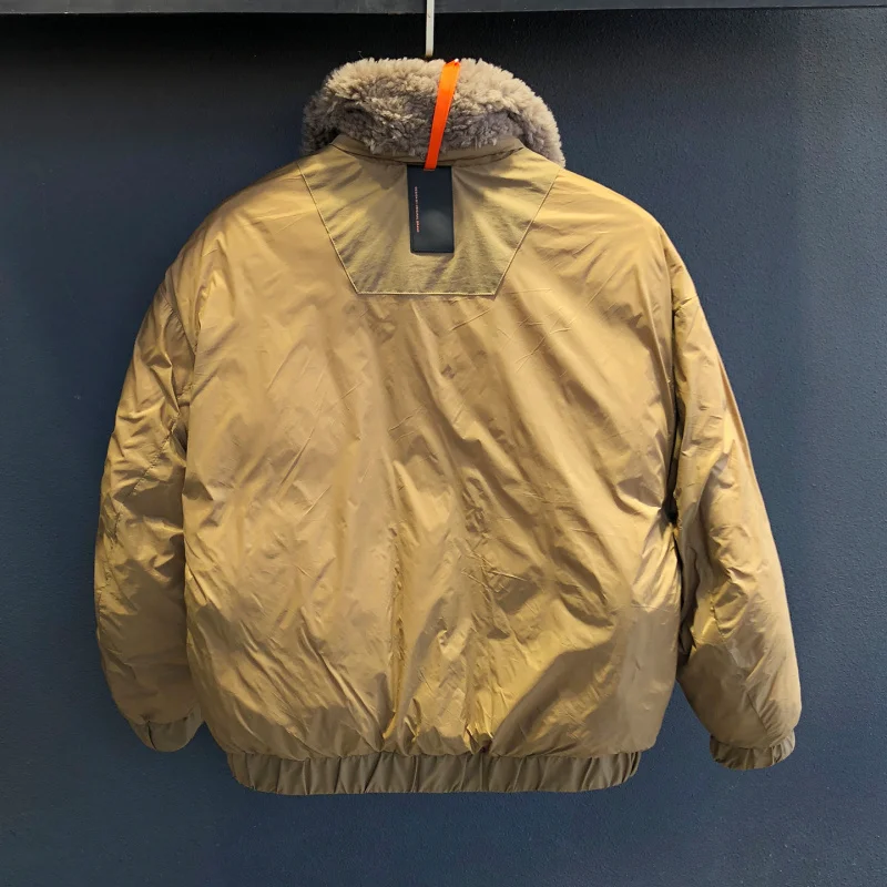 

Winter men's wool collar down jacket versatile fashion trend solid color simple casual warm clothes