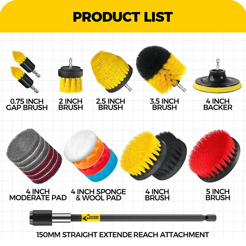 20PCS Car Drill Bit Brush Accessory Set Matte Pad Sponge Multi Purpose Electric Brush Belt Extension Accessory Polishing Pad Set