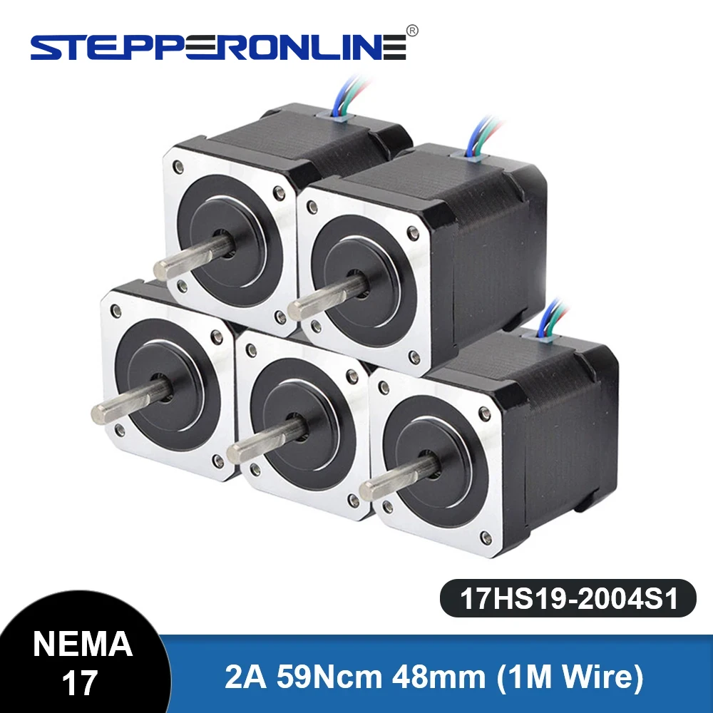 5 szt. Silnik krokowy Nema 17 48mm 2A 17HS19-2004S1 silnik Nema17 59Ncm(84 uncje) 4-ołowiowy silnik krokowy do drukarki 3D CNC XYZ