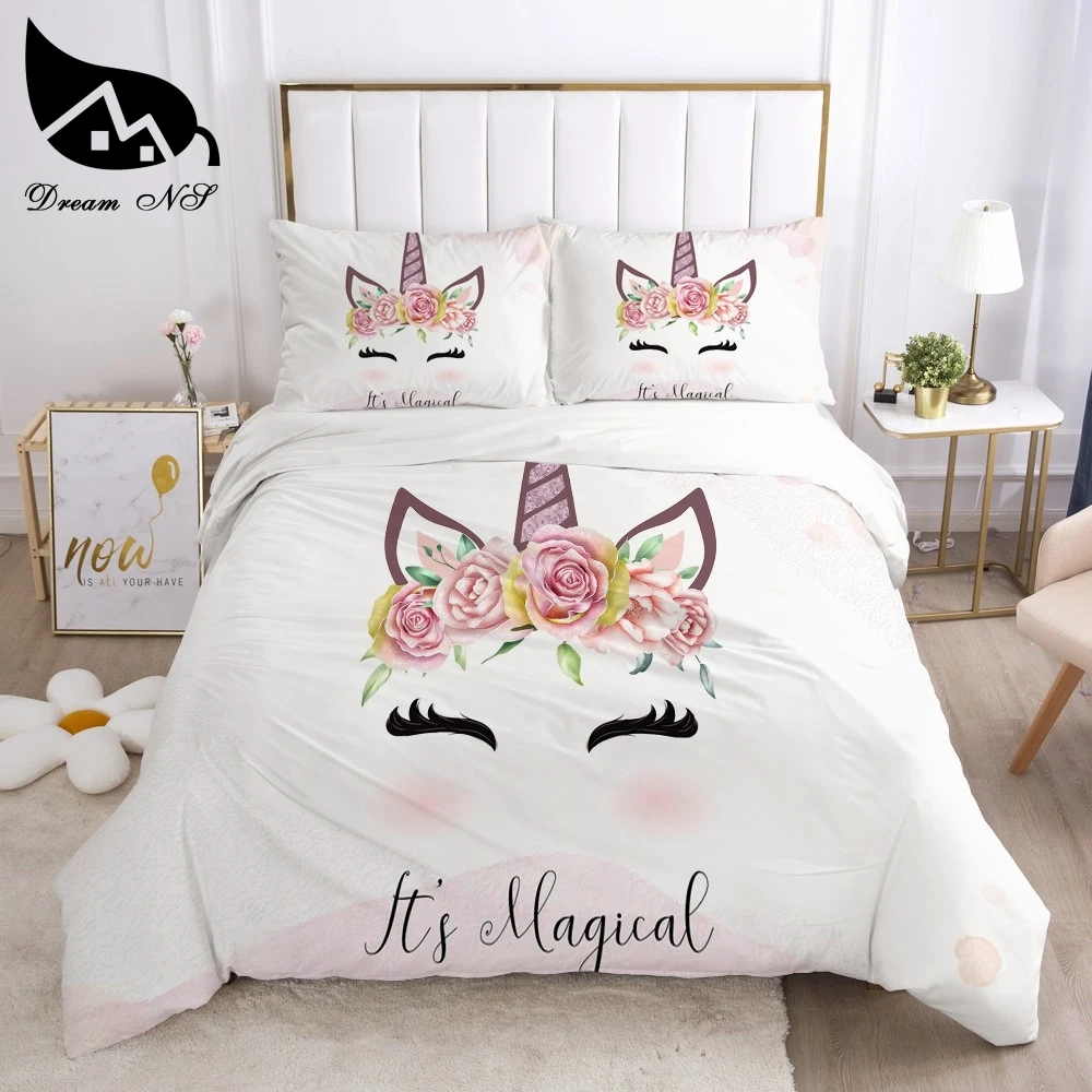 Dream NS-juego de cama de unicornio para dormir, ropa de cama de matrimonio, Textiles para el hogar, funda nórdica de caballo arcoíris, juego de cama