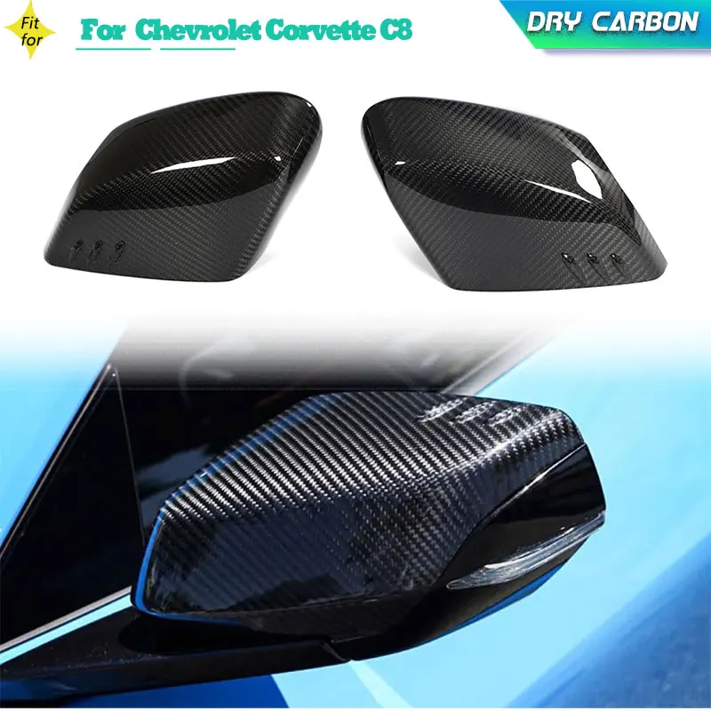 Prepreg Dry Carbon Car Rear View Mirror Cover Caps for Chevrolet Corvette C8 Stingray 2020-2024 Add On Side Mirror Shells Kits