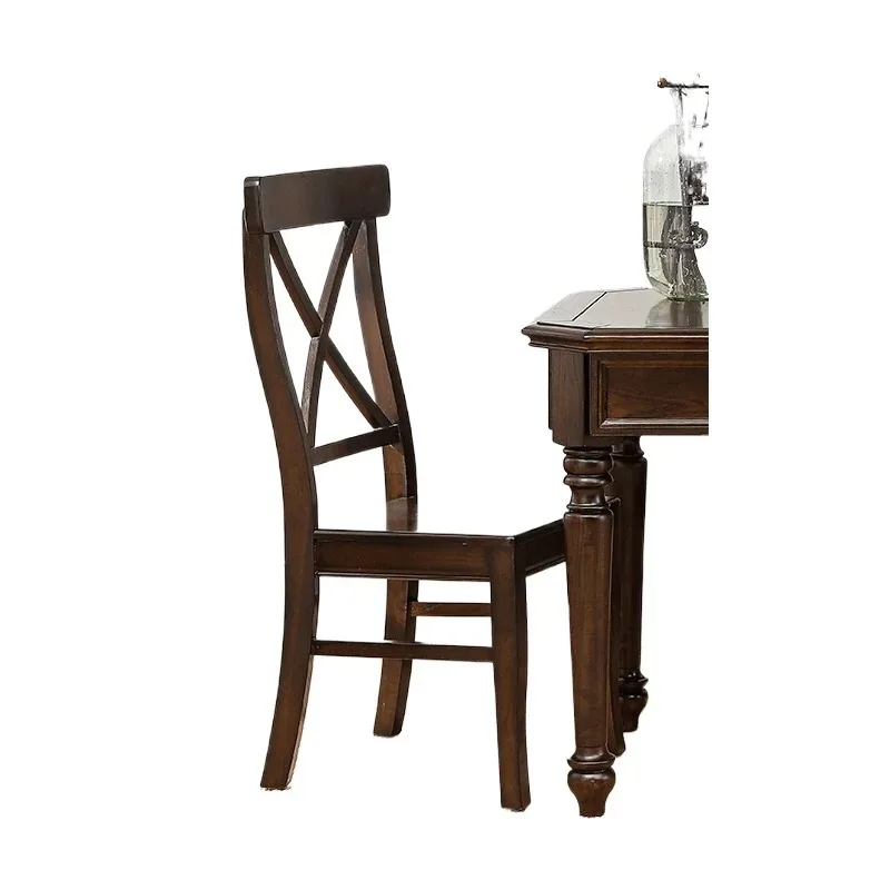 

Black Walnut American Country Solid Wood Dining Chair Dining Table Leisure Back Desk Chair Household Stool