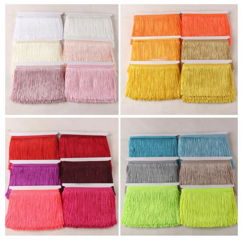 

10yards 10cm Width Polyester Tassel Fringe Encryption Double Thread Lace Trimming for Latin Dress Curtain Diy Fabric Accessories