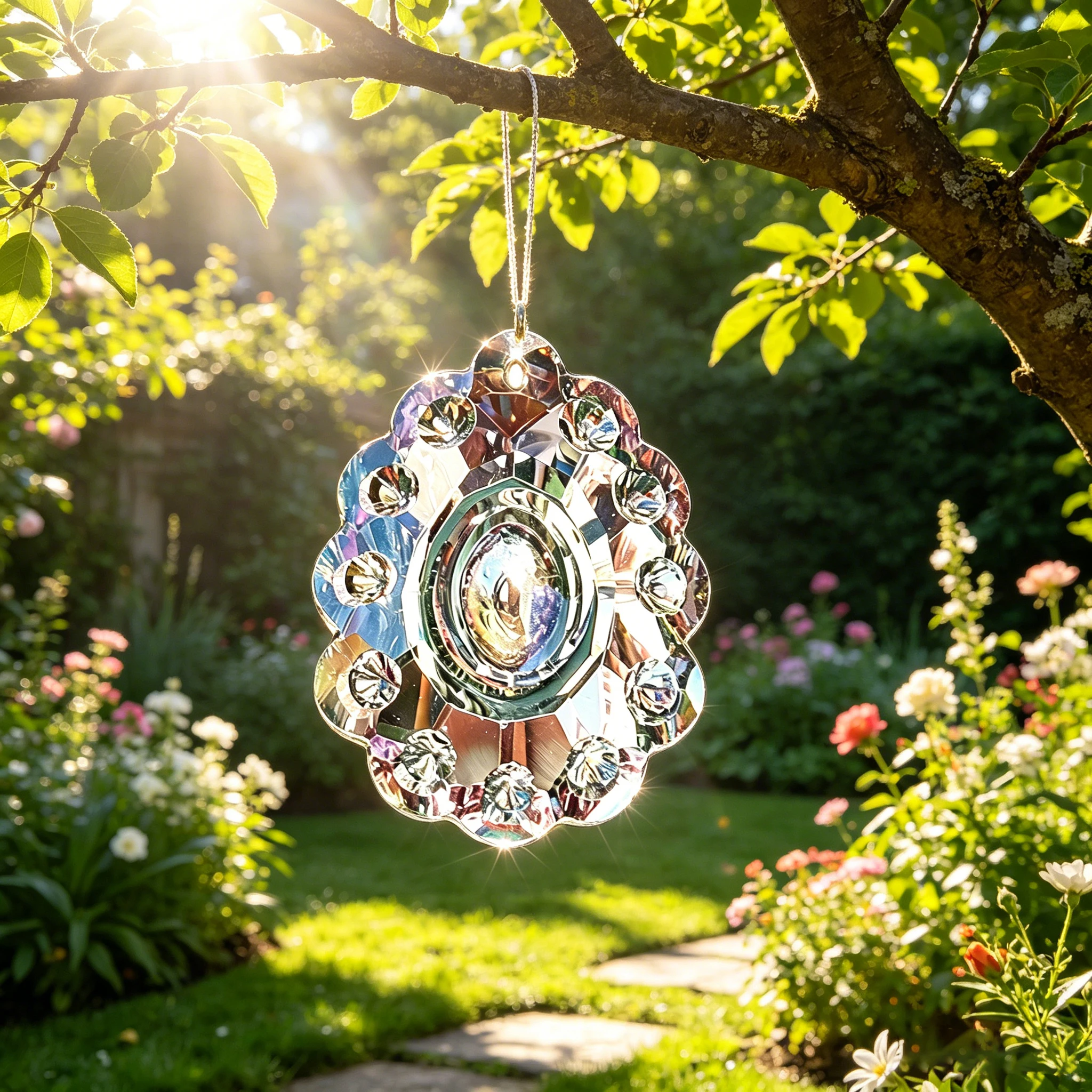 Multi Facet Iridescent Flower Crystal Suncatcher Pendant Window Lamp DIY Replacement Crystal Ornament Accessory Charm