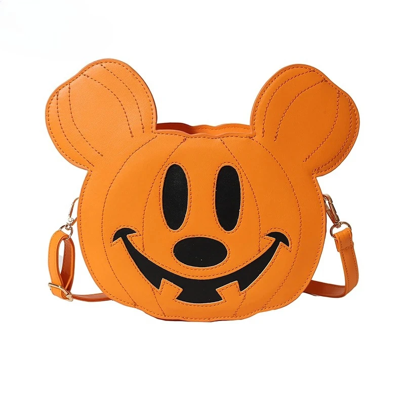 

Mickey Mouse Halloween Pumpkin Devil Crossbody Bag Women Funny Candy Treat Bag Casual Shoulder Bag Cell Phone Purse Gift