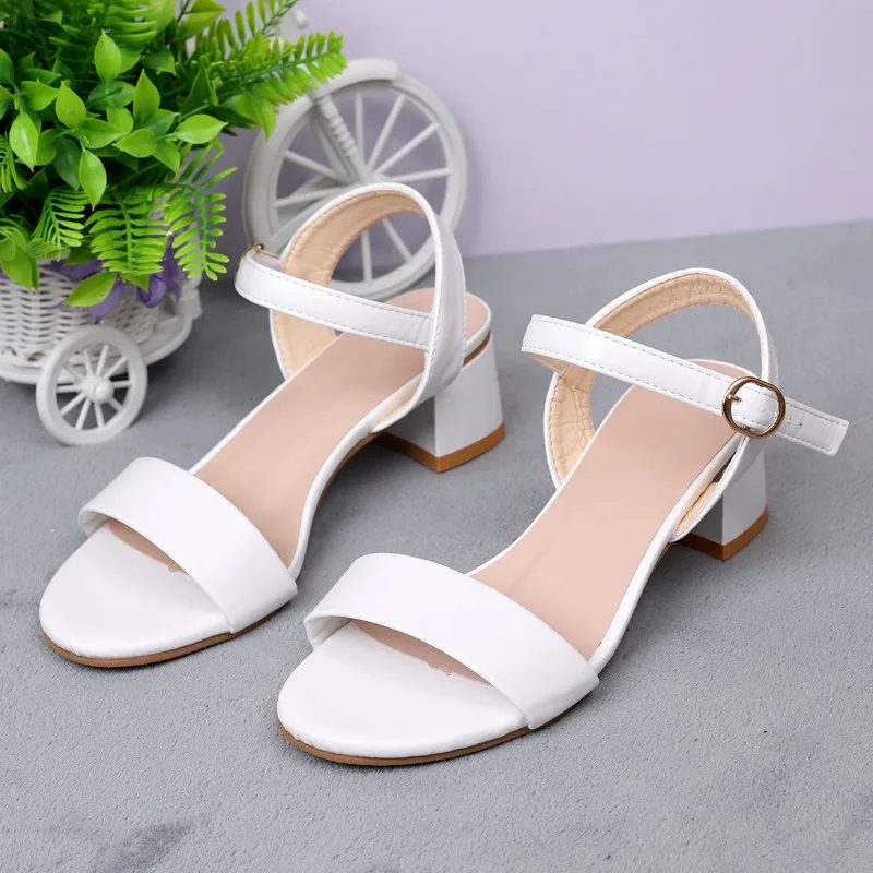 

Plus Size Women's Open Toe Sandals Block Heel One Strap Kitten Heel Pumps Sexy Rhinestone Slippers