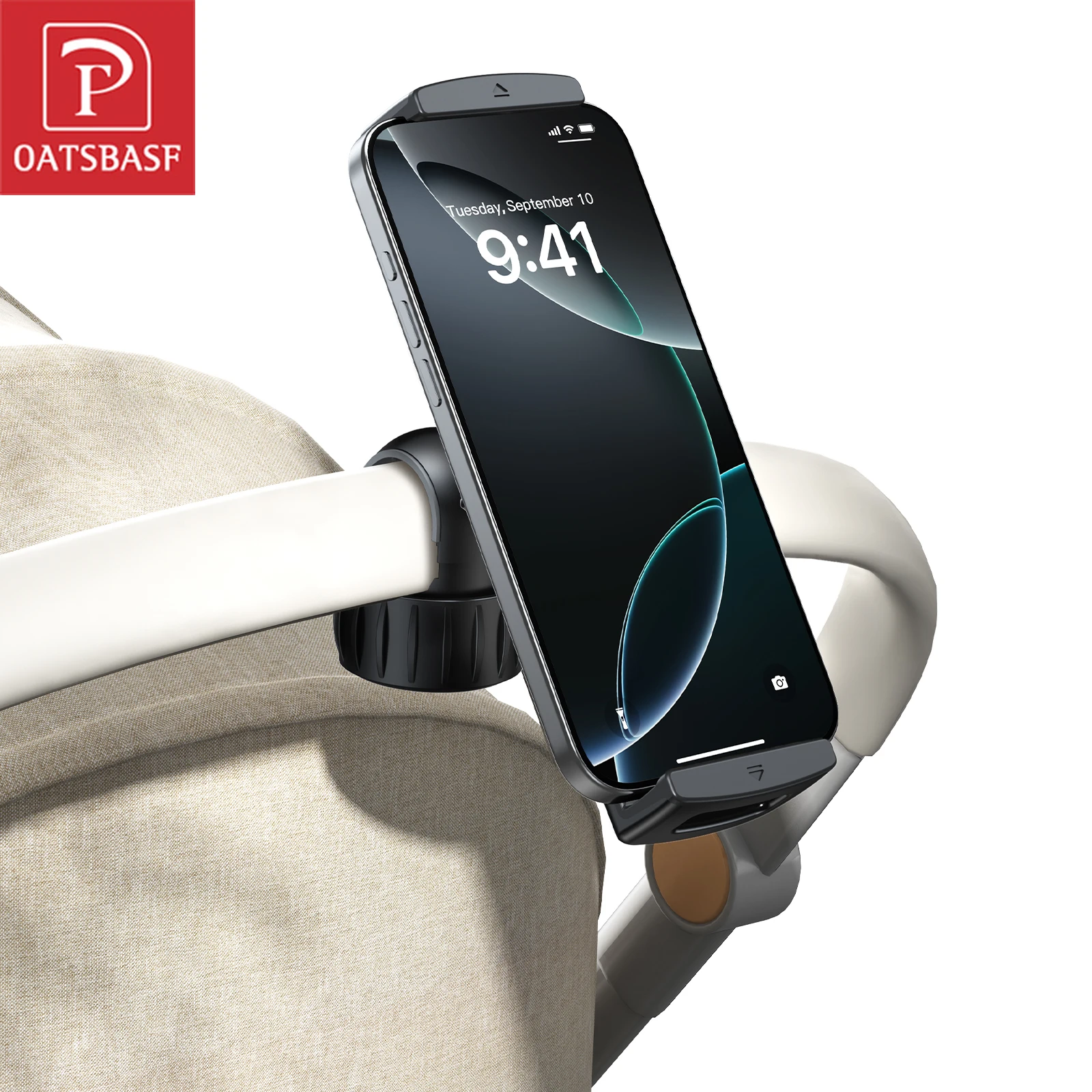 

Oatsbasf 360°Rotatable Clip Phone Holder Stand for Baby Stroller Phone Holder for 4.7-12.9" iPhone iPad Tablet Holder Hands Free