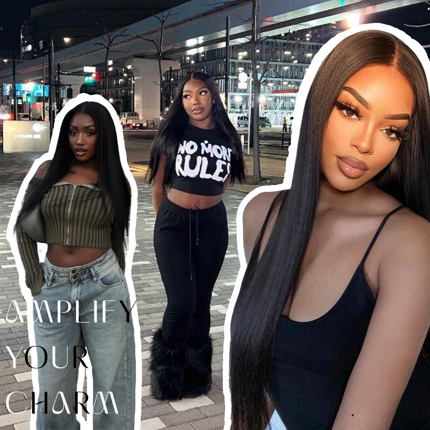 Synthetic Lace Front Wig 13x4 Pre-Plucked Long Straight Glueless Black Wig For Black Women Ready to Wear Wigs Beginner Friendly