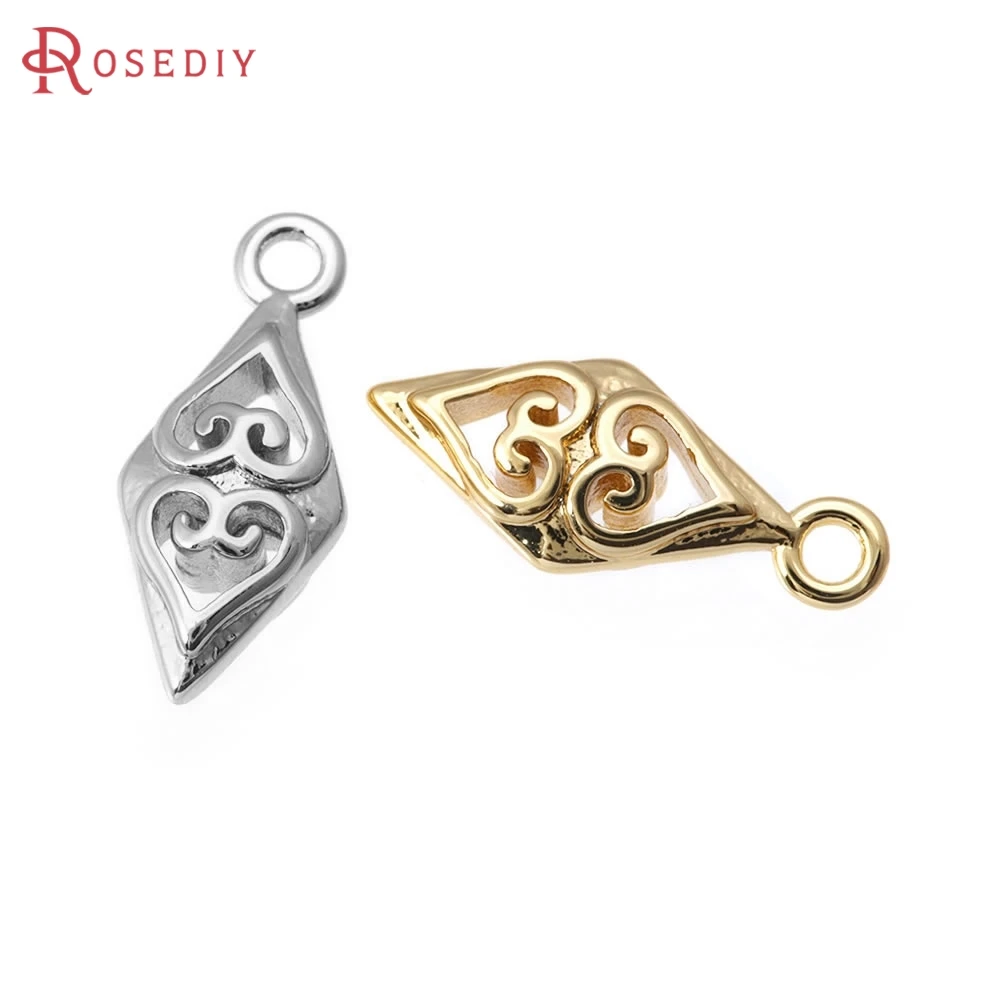 

6PCS 18K Gold Color Brass Rhombus Charms Pendants High Quality Diy Necklace Earrings Accessories Jewellery Making Materials