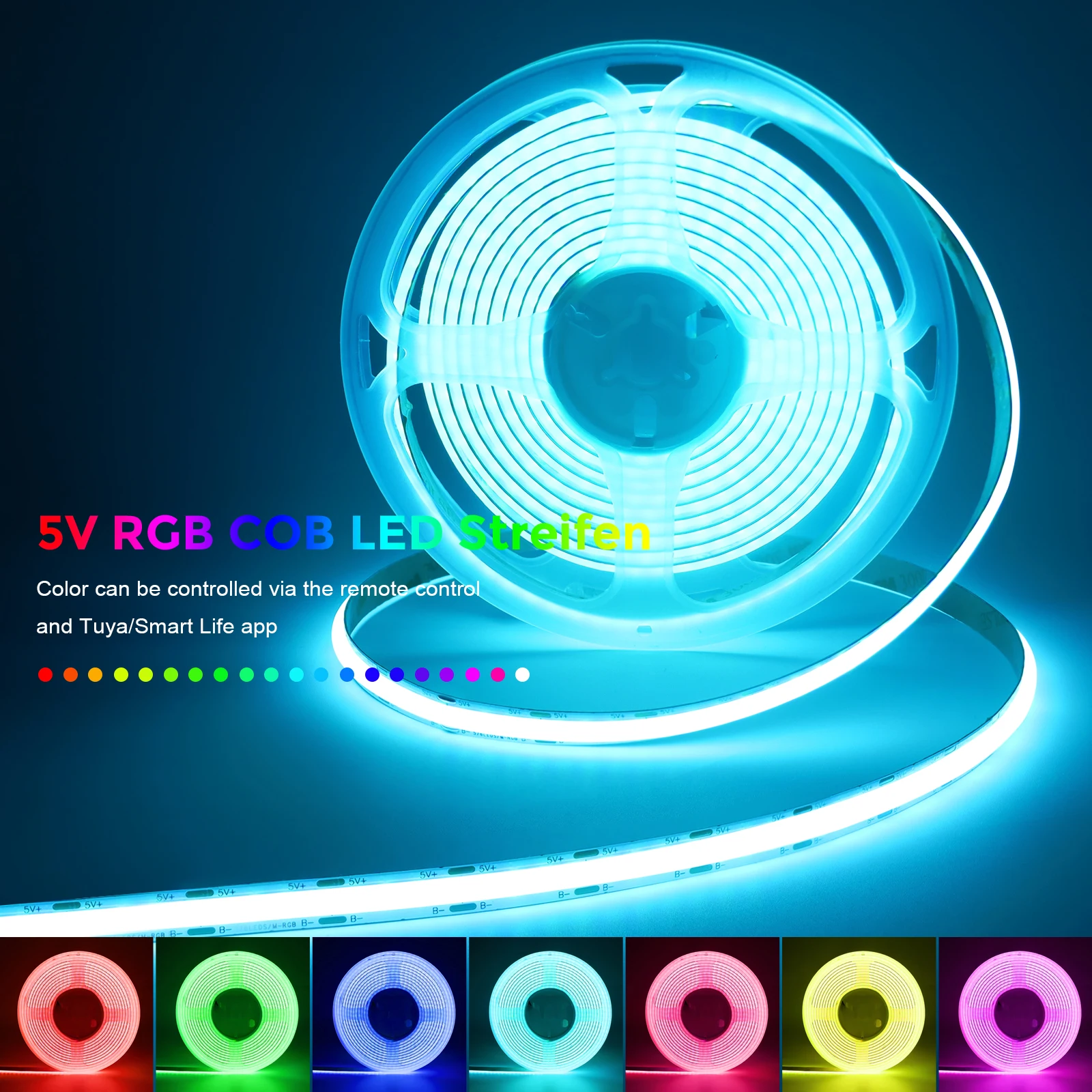 5V USB Tuya inteligentne WiFi COB LED Strip światła 1M 2M 3M RGB LED Strip z Alexa/Google Home dla domowe lampki dekoracyjne