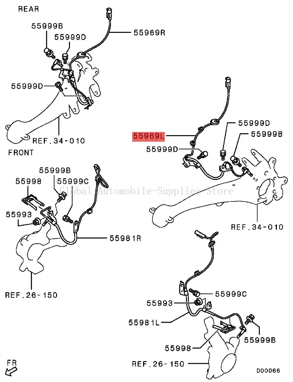 Rear LH ABS Wheel Speed Sensor 4670A583 4670A157 for Mitsubishi Lancer Outlander PAJERO for CITROEN C-CROSSER PEUGEOT 4007