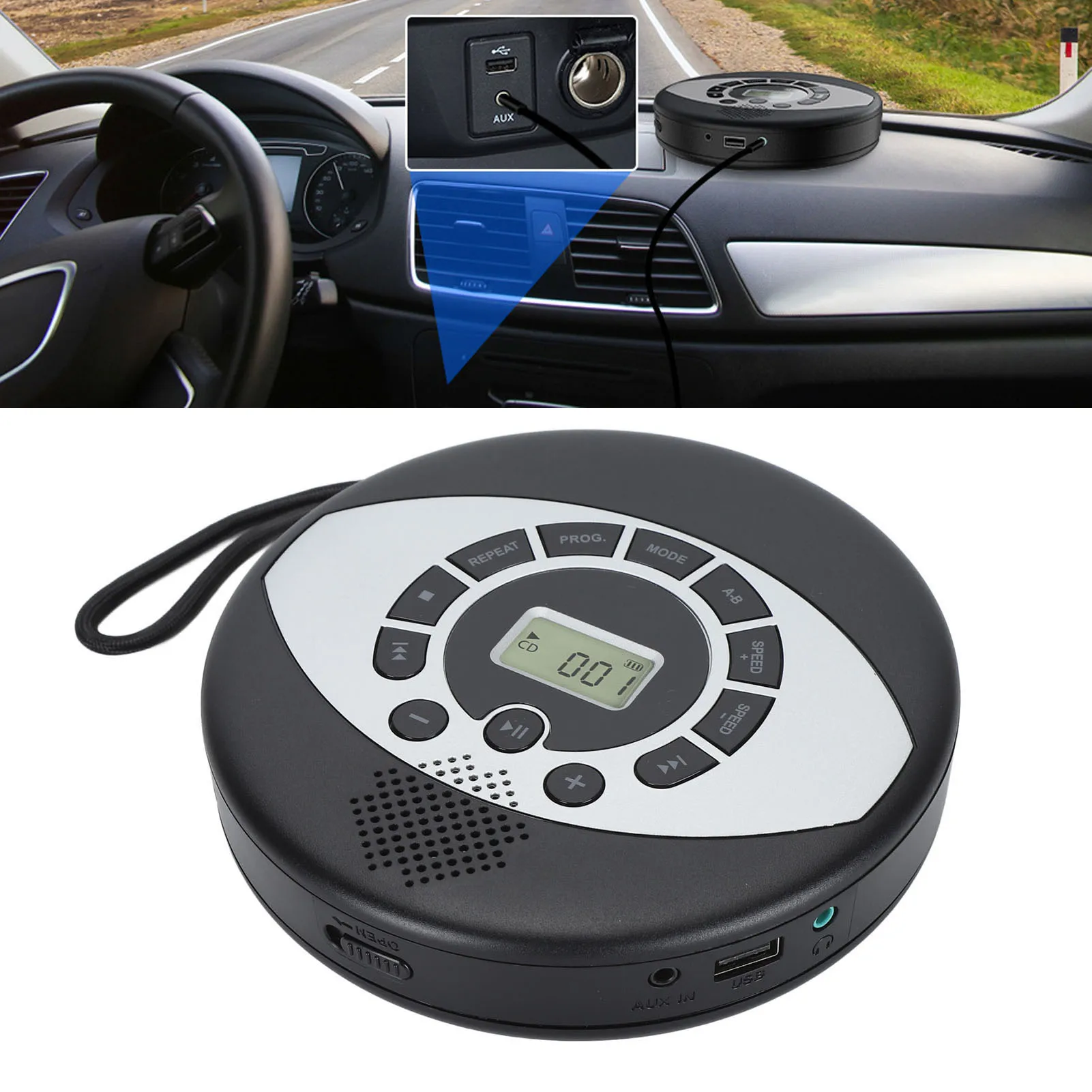 Портативный CD-плеер, USB перезаряжаемая память, поддержка игр, вставка для наушников, разъем AUX 3,5 мм, многофункциональный CD-плеер для дома