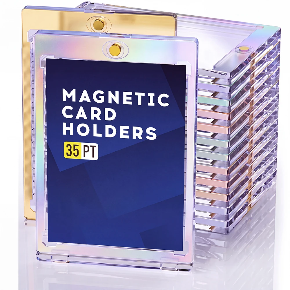 35PT Gold Foil Magnetic Card Brick Hard Acrylic Card Holder Collectible Trading Card Display Protector Case Gifts