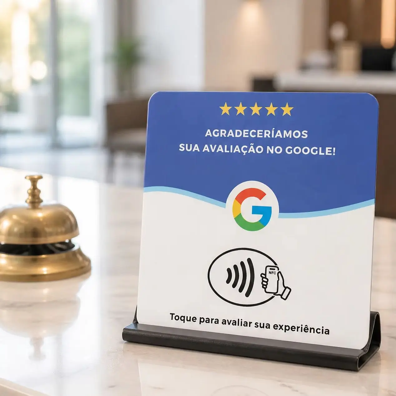 10 Pack 12x12cm  Portuguese Acrylic NFC Google Review Cards with 100000+ Cycles Touchless Social Media Stands for Business