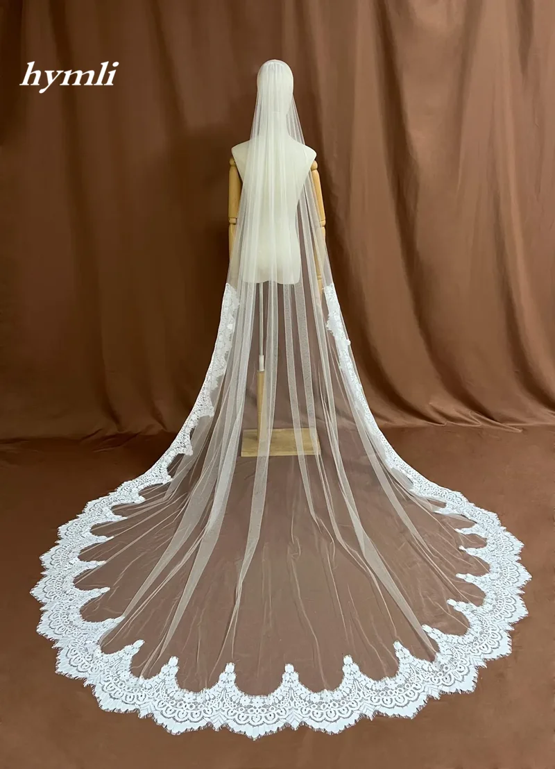 ลูกไม้ Trim DROP Veil SINGLE Layer Veil ความยาววิหารผ้าคลุมหน้างานแต่งงาน VINTAGE