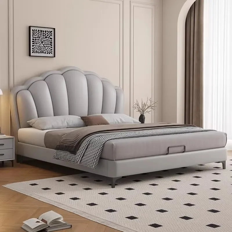 

Shelves Queen Size Double Bed King Size Villa Safe White Luxury Twin Bed Frame Headboard Platform Cama Box Casal Furniture Home