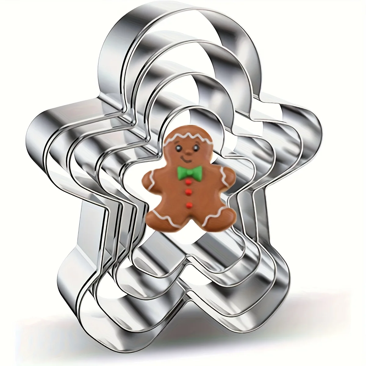 Christmas gingerbread man mold set of 5, stainless steel biscuit mold, cutting mold, cake embossing tool, baking tool.