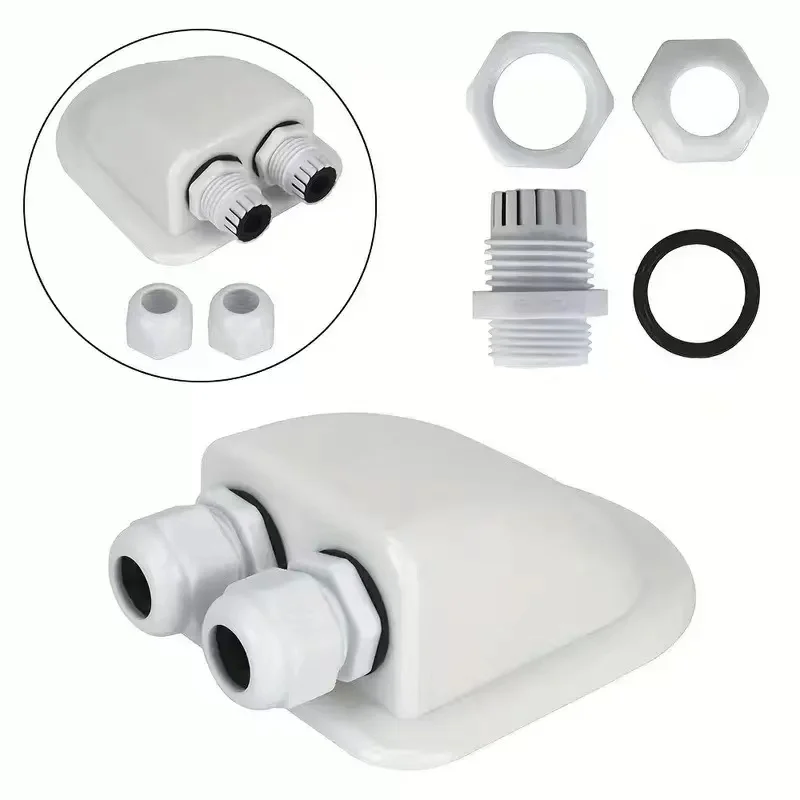Waterproof Solar Cable Entry Gland for Caravan & Automotive Roof - Dual Hole Cable Connector Junction Box