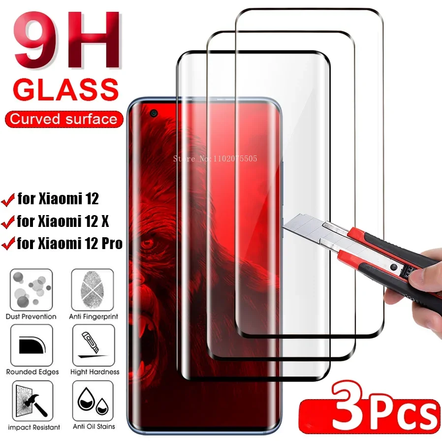 Protector de pantalla curvo para Xiaomi, película protectora Ultra HD de vidrio templado para Xiaomi 10, 11, 12, 13, 14 Pro, 14, 13, 12, 11 y 10, 3 unidades