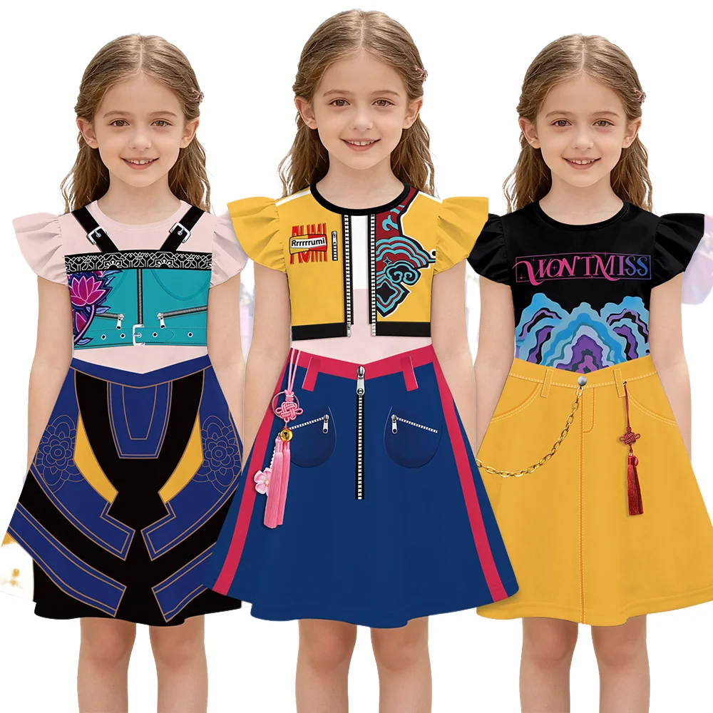 

Kpop Hunters Costumes for Girls Carnival Party Short Sleeves Dresses Girl Halloween Cosplay Anime Huntr Idol Fancy Dress