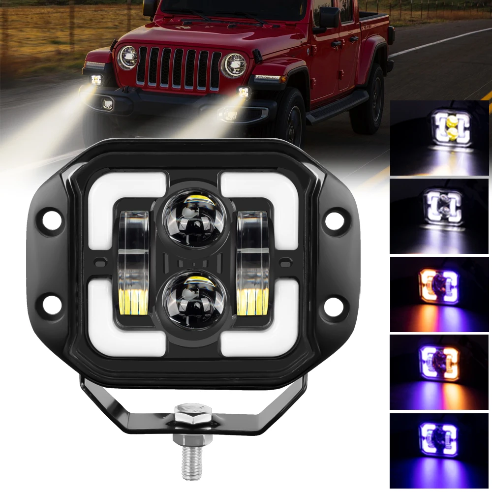 LED Fog Lamp Driving Daytime Off road Led Headlight 4.5'' 50W Motorcycle Halo Lamps For Jeep ATV 12V 24V SUV Worklight Beams