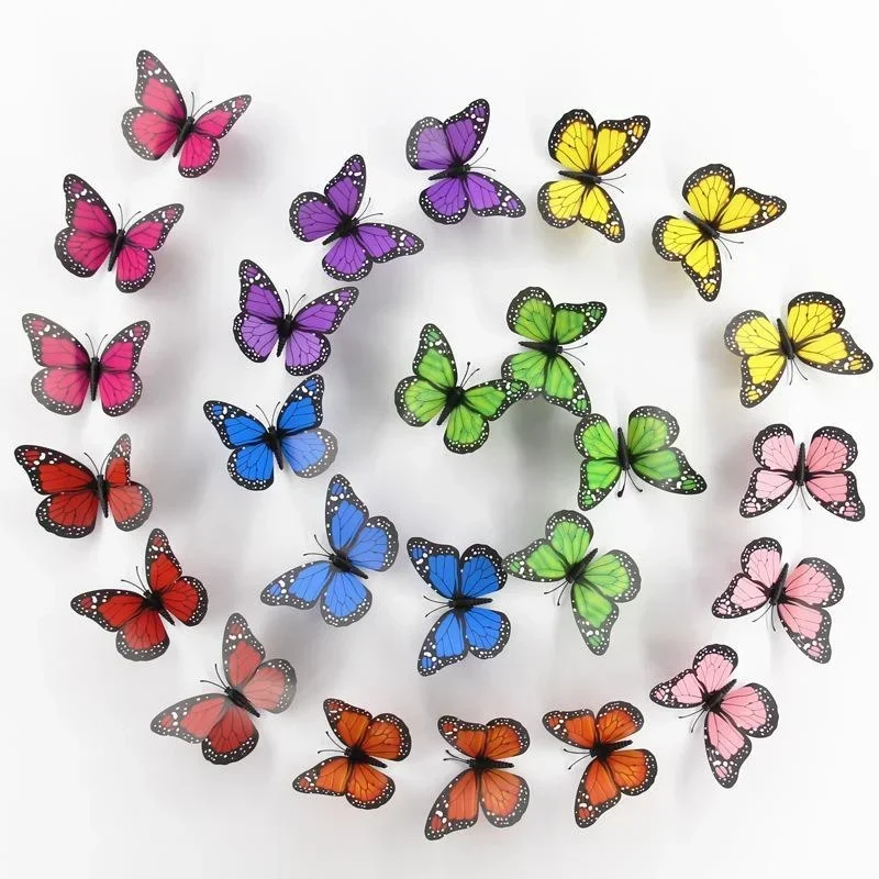 Nuevo 10 Uds 4,72 en pegatinas de decoración de mariposas monarca mariposas falsas para manualidades pared Artificial decoración del hogar 3D